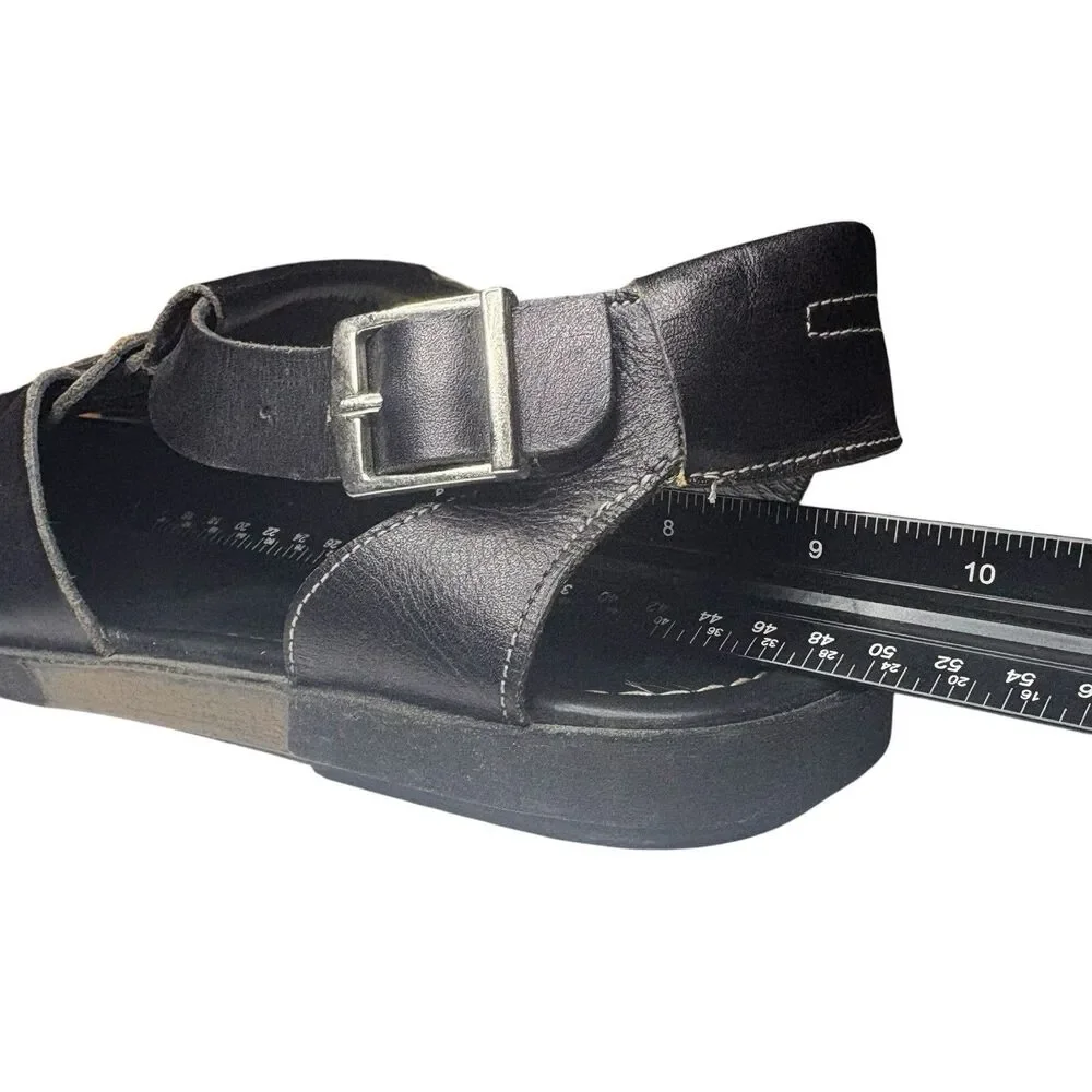 Mezlan Fisherman’s Sandals Leather Shoes Black Men’s Sz 7.5 Summer Made In Spain